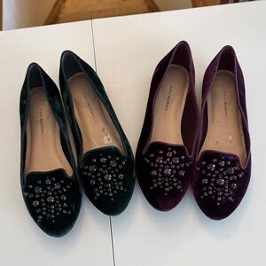 Bundle Isaac Mizrahi Velvet Loafers in Green and Purple